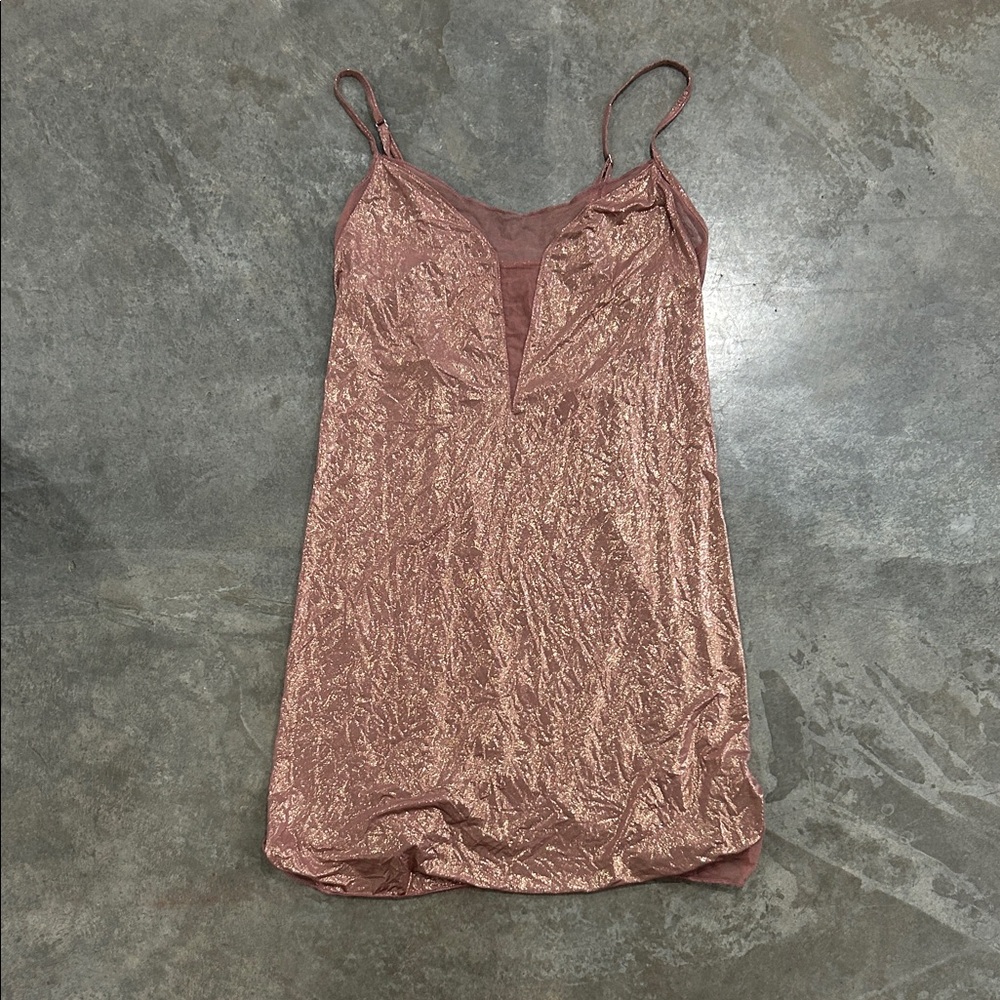 Victoria Secret Crushed Satin Slip Dress in Dusty Rose